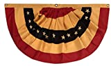 100% Cotton American Primitive Tea Stained Flag Bunting 40"x 20"with Embroidered Stars Country Primitive Patriotic Dcor