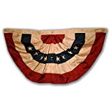 Morigins 48x25 Inch Tea Stained Antique US American Flag Bunting Half Fan Fully Pleated