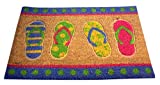 Summer Beach Flipflop Themed Outside Coir Front Door Mat, 24 Inches