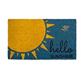 DII Natural Coir Doormat, Decorative Hello Mat, Hello Sunshine, Blue, 18x30