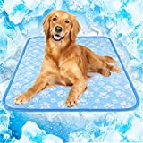 Rywell Self-Cooling Mat for Dogs Extra Large, 44'' x 32'' - Endothermic Color Changing Arc-Chill Cooling Fiber - Washable Non-Toxic Summer Pet Outdoor Bed, Non-Slip, Foldable, Quick-Dry Dog Blanket