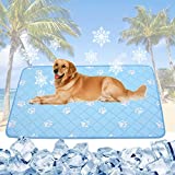 PUPTECK Cooling Mat for Dogs - Ice Silk Self Cool Pad for Small Medium Large Dogs or Cats, Non-Slip Pet Crate Mat for Avoiding Overheating, Washable & Reusable Pad for Summer