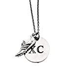 RUN XC Pewter Necklace - Pewter Running Shoe Charm and Pewter Round XC Charm on 18 inch Gunmetal Chain