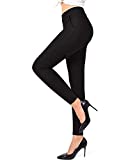 Ginasy Dress Pants for Women Business Casual Stretch Pull On Work Office Dressy Leggings Skinny Trousers with Pockets Black