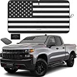 Autoamerics 1-Piece Windshield Sun Shade B&W American Flag USA Patriotic Design - Foldable Car Front Window Sunshade for Most Sedans SUV Truck - Blocks Max UV Rays and Keeps Your Vehicle Cool - Large