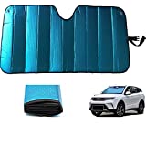 Car Windshield Sunshade-Thicken 5-Layer Bubble Block Heat and Sun UV Rays,Front Windshield Sun Shade,Sun Visor for Car- Keeps Your Vehicle Cool - 58 x 27.5 Inch (Blue)