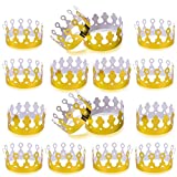 ArtCreativity Gold Foil Birthday Party Crowns for Kids, Bulk Pack of 24, Golden Paper Birthday Hats in 2 Fun Designs, Adjustable and Reusable, Royalty Party Decorations, Crown Party Supplies