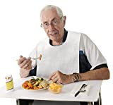 Disposable Bibs for Adults for Eating (100 Counts) - White Large Overhead Apron Bib for Elderly Women, Kids and Adults with Special Needs, Medical and Nursing Home Care - Shirt and Clothing Protector
