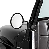 TACTIK Adventure Side Mirrors, Round Head - Side Hinge Mirrors with Doors Off - Fits Jeep Wrangler JL JK TJ YJ CJ & Gladiator JT Years 76-21 - Doorless Side Mirrors for Jeeps - Power Coated Finish