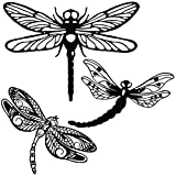 3 Pieces Metal Dragonfly Wall Decor Outdoor Dragonfly Garden Art Metal Indoor Outdoor Fence Outside Hanging Decorations for Home, Living Room, Bedroom, Yard, Patio, Porch