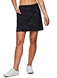 RBX Active Women's Fashion Stretch Woven Flat Front Athletic Camo Golf/Tennis Skort with Attached Bike Shorts and Pockets S21 Black Camo XL