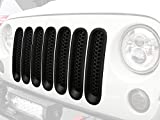 Hooke Road for Jeep Wrangler JK Grill Inserts, Matte Black Front Mesh Grille Cover Guard Clip-in for Jeep JK Wrangler & Wrangler Unlimited 2007-2015