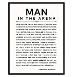 LARGE 11X14 - Man in the Arena - Inspirational Quotes - Teddy Roosevelt Poster - Motivational Gifts for Men, Boys, Teens, Entrepreneur - Office, Living Room, Bedroom Wall Art Decor - Daring Greatly
