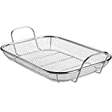 WUWEOT Grill Basket, Vegetable Barbecue Basket, 15" x 11" Stainless Steel Square Wire Mesh Grilling Basket Roasting Pan with Two Handles for Vegetables, Chicken, Meats and Fish