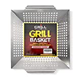 Heavy Duty Stainless Steel Vegetable BBQ Basket for Grilling - Large, Thick Veggie Grilling Basket is Perfect for Grills, Smokers & Even Indoor Use - Dishwasher Friendly & Easy to Clean Grill Basket