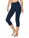 BALEAF Women's Capri Leggings Yoga Capri Pants High Waisted Workout Casual Capris Inner Pocket Denim Blue Size L