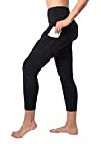 90 Degree By Reflex 22" Yoga Capris - Yoga Leggings - Yoga Capris for Women - Black with Pocket - Small