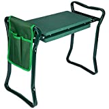 Decorlife Garden Kneeler and Seat, Foldable Garden Kneeling Bench with Comfortable Pad & Tool Pocket, Ideal for Gardening & Weeding