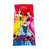 KOMARKIDS Girls Snow White, Bella and Ariel Flower Design Pink Towel