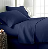 Online Bedding Linen Alaskan King Size Sheets Luxury Soft 100% Egyptian Cotton 4 Piece - Sheet Set for Alaskan King Navy Blue Solid 1000 Thread Count 18 Inch Deep Pocket