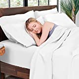 Hotel Sheets Direct 100% Bamboo Sheets - King Size Sheet and Pillowcase Set - Cooling, 4-Piece Bedding Sets - White