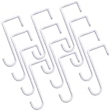 12 Pack Vinyl Fence Hooks,2 x 6 inch Fence Hangers Patio Light Hooks, Patio White Powder Coated Steel Fence Hooks for Hanging Plants, Planters, Bird Feeders, Lights