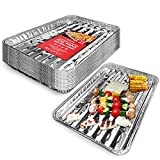 Grill Liners Disposable Aluminum Broiler Pan With Holes, Heavy Duty Grilling Trays for Outdoor Cooking and Camping, 13.5"x 9"x 1"