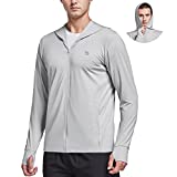 BALEAF Men's Long Sleeve Sun Shirts Hiking Fishing SPF UPF 50+ UV Protection Jackets Hoodie Lightweight Quick Dry Cooling Outdoor Zip Up Light Grey XL