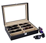 AUTOARK Leather 8 Piece Eyeglasses Storage and Sunglass Glasses Display Case Organizer,Black,AW-022