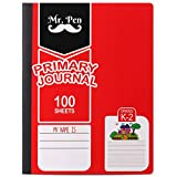 Mr. Pen- Primary Journal, Half Ruled, 9.75" x 7.5", 100 Sheets, Primary Journal Half Page Ruled, Half Composition Notebooks, Primary Composition Notebook, Primary Story Journal Composition Book