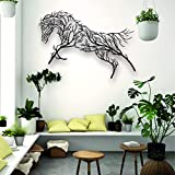 Metal Wall Art Geometric Horse and Tree Decor, Home Office Decoration Entryway Bedroom Living Room Dcor, Wall Hangings, Horse Sign, Farmhouse Dcor (30"W x 16"H / 75x40cm)