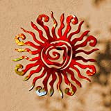 12 Inch Outdoor Wall Art Decor Wacky Large Sun Wall Art Decor Copper Wall Art Sun Metal Wall Decor Pool Decorations for Home Bedroom Living Room Office Garden (Red)