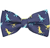 OCIA Boys Dinosaur Animal Pattern Pre-Tied Bowtie Toddler Kids Adjustable Bow Tie (DinosaurB)