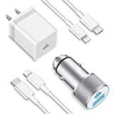 [Apple MFi Certified] iPhone 13 12 Fast Charger, TIKALONG 38W USB C Car Charger + 2 X 3FT Lightning Cable + 20W PD USB C Wall Charger Block Fast Charging for iPhone 13/12 Pro Max/11/XS/X/XR/8, iPad