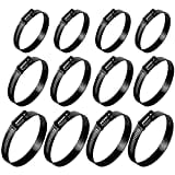 ISPINNER 12pcs 304 Stainless Steel Adjustable 27-102mm Range Worm Gear Hose Clamps Assortment Kit 2 Inch, 3 Inch, 4 Inch (Black)