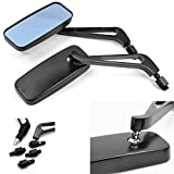 Devilmotor Black Rectangle Motorcycle Bobber Mirrors for Cruiser Chopper with Smoke Blue 8mm-10mm (Black)