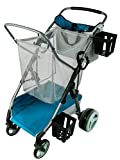 Strolee Beach Cart - Large Wheels for Soft Sand - Rust Free Folding Aluminum Frame - Big Storage Capacity for Coolers - Pearl Blue