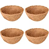 Halatool 4 PCS 12 Inch Round Coco Liners Hanging Basket 100% Natural Replacement Coconut Fiber Liner for Garden Flower Pot Vegetables Herbs