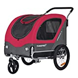 Doggyhut Original Large Pet Bike Trailer & Stroller for Dogs Up to 78 lbs Parking Brakes Reinforced Base Low Center of Gravity (Red)