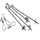 ShelterLogic ShelterAuger 4-Piece 30-Inch Reusable Heavy Duty Steel Earth Auger Anchor Kit with 4 Clamp-on Wire Tie-Downs for Anchoring Shelters, Canopies, and Instant Garages, Silver