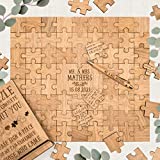Wedding guest book alternative jigsaw puzzle personalized guestbook | laser engraved wooden pieces for party engagement reception anniversary (66 Piece - Capital Letter Font)