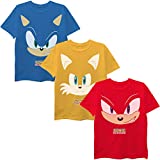 SEGA boys Sonic the Hedgehog 3-pack T-shirt Bundle, Sonic, Tails, Knuckles T Shirt, Gold/Red/Royal Blue, 4 5 US