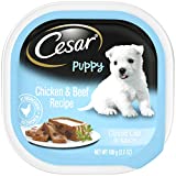 CESAR Puppy Soft Wet Dog Food Classic Loaf in sauce Chicken & Beef Recipe, 3.5 Ounce (Pack of 24) Easy Peel Trays