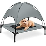 Best Choice Products 30in Elevated Cooling Dog Bed, Outdoor Raised Mesh Pet Cot w/Removable Canopy Shade Tent, Carrying Bag, Breathable Fabric - Gray