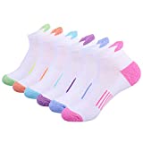 Womens Ankle Athletic Low Cut Tab Socks Cushioned Running Sports 6 Pack,White,Sock Size 9-11