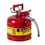 Justrite 7220120 - Galvanized Steel, AccuFlow Type II Red Safety Can with 5/8" Flexible Spout, Large ID zone, Meets OSHA & NFPA For Handling Hazardous liquids. . 2 Gallon (7.5L) Size.