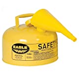 Eagle UI-20-FSY Type I Metal Safety Can with F-15 Funnel, Diesel, 11-1/4" Width x 9-1/2" Depth, 2 Gallon Capacity, Yellow