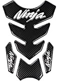 REVSOSTAR 5D Real Carbon Fiber Chrome Decal Sticker Vinyl Decal Emblem Protection Gas Tank Pad for Ninja 250 300 All Series with Keychain