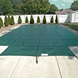 Happybuy Pool Safety Cover Fits18x36ft Inground Safety Pool Cover Green Mesh with 4x8ft Center End Steps Solid Pool Safety Cover for Swimming Pool Winter