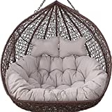 CFMZ 2 Seater Egg Chair Swing Cushion Outdoor, Hanging Hammock Chair Cushion Replacement for 2, Washable Thick Large 2 Persons Wicker Swing Chair, Waterproof and Sun-Resiatant Grey MBVBN